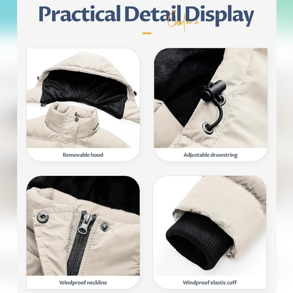 WAS $120 CREATMO US Winter Coat Waterproof Ski Jacket Padded Puffy - Picture 10 of 16